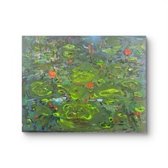 Original Art Signed Canvas Signed Landscape Colors Blue Brown Cream