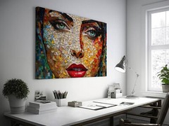 Mosaic Woman Art Print, Modern Woman Wall Art, Woman Painting Canvas, Modern Art