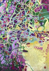Original Painting Oil Abstract Colorful Pink Unique Modern Art Hand Painted