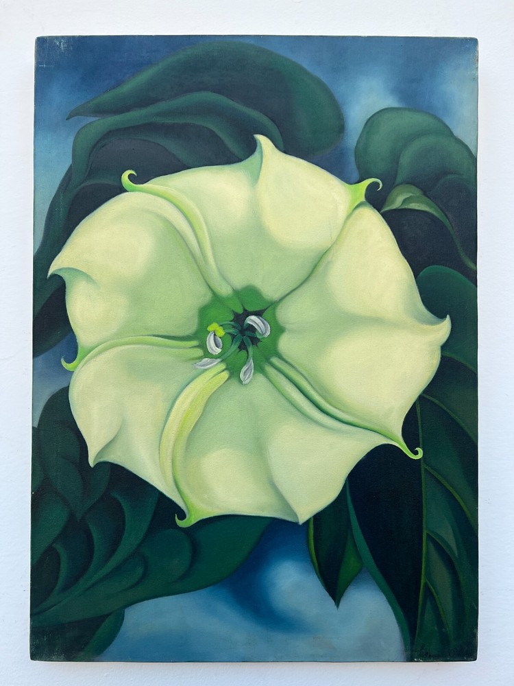 Georgia O’Keeffe (Handmade) Oil On Canvas Painting Signed and Stamped, 20×28 in.