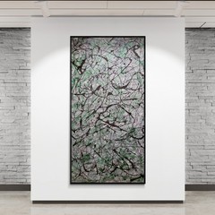 Original Abstract Painting One of a Kind Green Grey XXL Canvas Wall Art