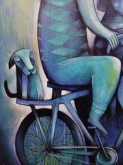 Acrylic/Canvas Carlos Cesar cuban Beautifull Art 100x80cm T:Escapadita nocturna