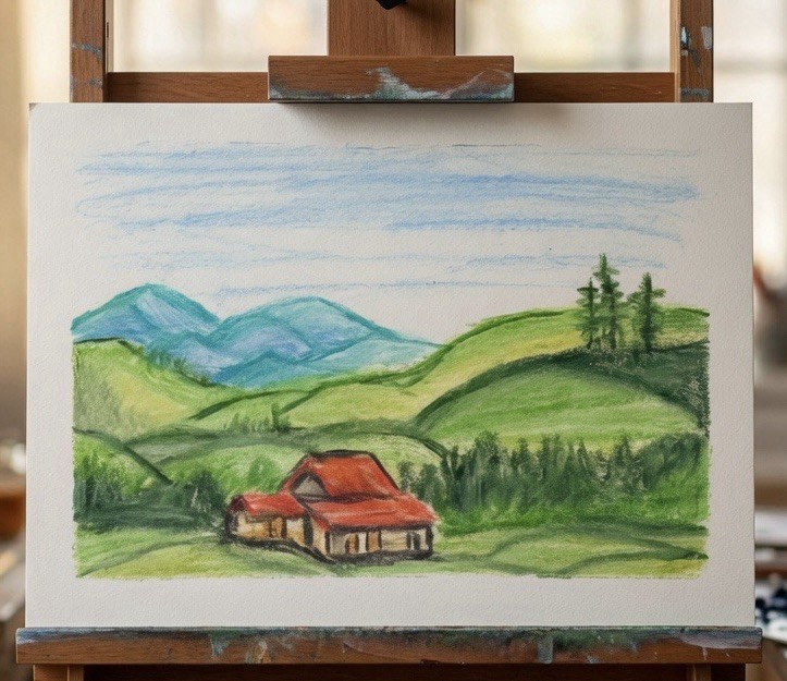 ACEO Art Card Country Cottage Original Artwork