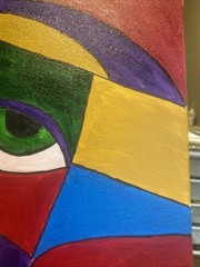 Abstract People,man And Woman,cubism,couple 16/20 Original Painting On Canvas,