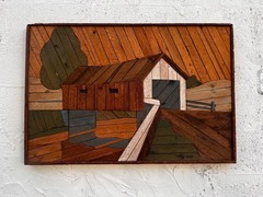 Vintage Original Theodore DeGroot Lath Folk Wall Art For Austin Productions.