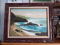 Vintage Old Antique Beautiful Early California San Diego Coastline Seascape