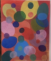 Mid Century Modern Abstract Acrylic Painting Colorful Art Original 11×14