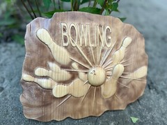 Bowling Wood Carving Multicolor Picture Woodworking 3D Handmade Wall Decor Bowle
