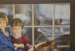 Vintage Nostalgic Americana Art Set Oil Painting & Preliminary Pencil Sketch