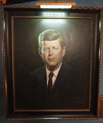 John F. Kennedy Oil on Canvas Painting by Cyrus Afsary Circa 1980 24.75” x 28.75