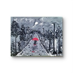 A Walk In The Rain Original Series 1 Of 6 Modern Art Acrylic Signed By Artist.