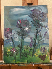 BLESSED#909 Wild Flowers Original 14×11 Canvas Art Modern Expression Abstract