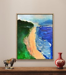 Seascape Expressionism 11×14 ABSTRACT Original Canvas Signed Unframed