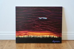 Twilight Forest Sunset Landscape Painting 16×20” Original Acrylic on Canvas