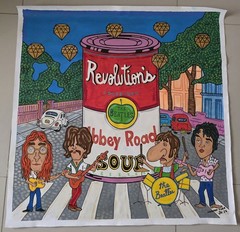 ABBEY ROAD Cuban Pop Art Painting Salutes BEATLES Album + ANDY WARHOL Soup Cans