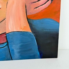 Vintage Modigliani Style Portrait Oil Painting Canvas Board 16×20 Modernist Art