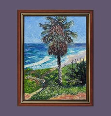 La Jolla Palm Tree 12×16 Original Oil Painting Coastal California Seascape Art