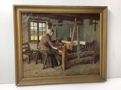 Frederick Porter Vinton Oil/Canvas Woman Weaving Late 1800’s