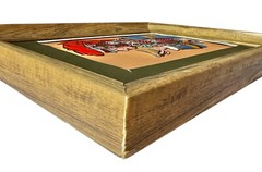 Handcrafted 3D Leather Art Of Mongolian Woman Walnut Frame Traditional Clothing