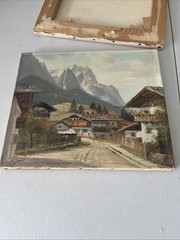 Lot Of 2 Vtg Signed M. Sammet Oil on Canvas Paintings Grainau Germany Zugspitze