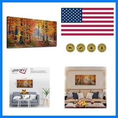 Canvas Wall Art Autumn Forest Panoramic Red Trees Scenery Painting – Long Can…
