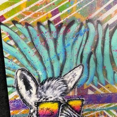 „THERE SHE GOES“ canvas print, fantasy tattoo graffiti Miami zebra stripe gum