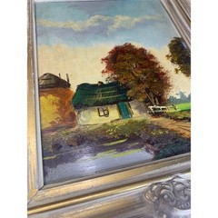 H. Wester Signed Oil on Board Framed Painting Holland Dutch Ornate Wood Frame