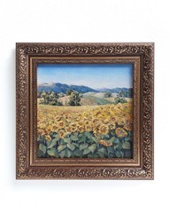 Sunflower Oil Painting Tuscany Landscape Framed Original Wall Art Rustic Decor