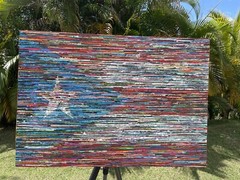 Puerto Rican Painting Puerto Rico Art Flag Acrylic on Canvas 36 X 24.
