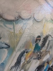 ORIGINAL SIGNED & DATED 1977 PAINTING BY ETTORE „TED“ DEGRAZIA ~CAROUSEL SCENE~