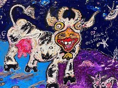Original Painting on Board in Cartoon Style by Serg Graff „Cosmic Milk“, COA