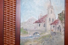FRAMED ORIGINAL OIL COLONIAL CHURCH SCENE THE SPANISH AMERICAS #1 HECTO VIDAL