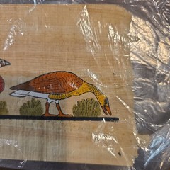 Vintage Egyptian Papyrus Painting Hand Painted Hieroglyphics Art 4×12 1970s