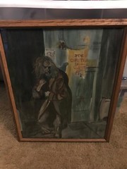 Framed Canvas Painting of famous AQUALUNG Jethro Tull LP Cover 21 1/2″x17 1/2″