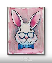 Original Easter Bunny Glasses 1 Painting By Alannah Dyer- Acrylic 9×12 in Rabbit