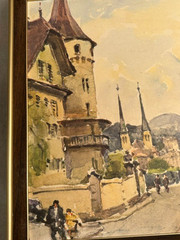 A.Marc ,Nicolas Markovitch Watercolor Painting Lithograph SWISS SCENES PAIR SEE