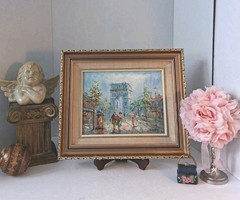 VTG MCM Impressionist Paris Street Scene signed „Burnett“;Lovely, Ornate Framing