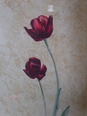 Contemporary Tulip Flower Print Framed Home Decor Picture Wall Hanging 17×12