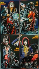 4 Art Cards Gene Simmons❤️ Paul Stanley💜️ Peter Criss💚 Ace 🩵 Rock Band Kiss