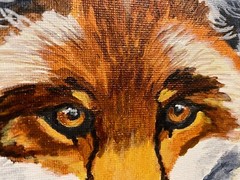 9 x 12 Original Acrylic Painting With Ink on Canvas…….“Staring Fox“