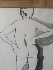 Vintage 1960s Watercolor Figure Study Man Woman 18 x 23 OOAK Dated