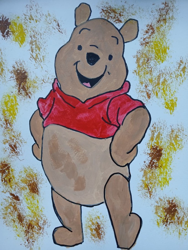 Abstract/Expressionism 11×14 Pooh Bear colorful Handmade Street Art Painting
