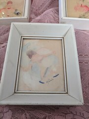 Original Vintage Ballerina Watercolor Trio Signed Fabio 1952 Precious