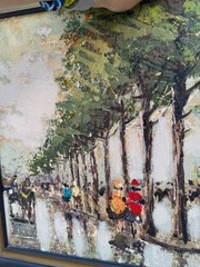 Vintage Paris Street Scene Oil Painting Manetti Signed Mid Century Parisian Art