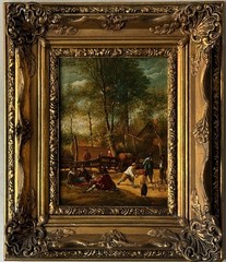 H GERALD ANTIQUE 19TH CENTURY FIGURATIVE LANDSCAPE OIL PAINTING OLD EUROPE 1850s
