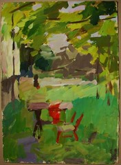 Ukrainian acrylic Painting Impressionism sunny day summer garden