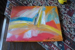 LINDA TOOMEY OIL PAINTING VIBRANT ABSTRACT EXPRESSIONIST CA 2003 11X14