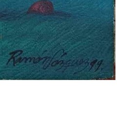 Ramon Vazquez Man Riding Rooster 20 1/2 x 17 Cuban Art Original Oil Canvas 2000