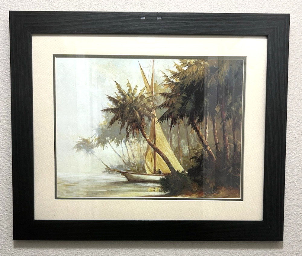 Art Fronckowiak Signed Leaving Out Giclee Sailboat Tropical Coastal Painting MCM