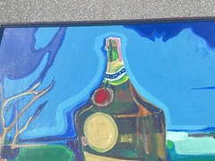 Large Oil Painting Mendelson 1970 Liquor Mountain Surrealist Framed 48/36 Inches